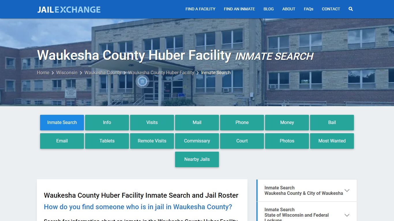 Waukesha County Huber Facility Inmate Search - Jail Exchange